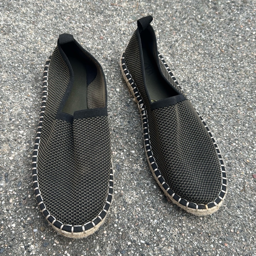 Zara men’s fabric loafer slip on new navy tan 10
